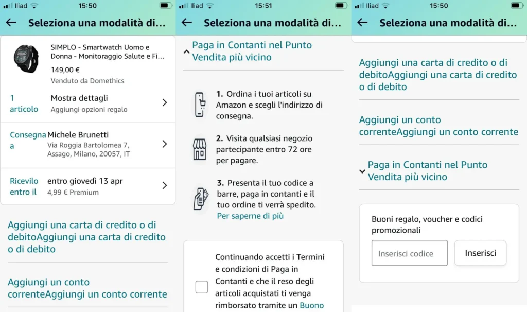 Modalità di pagamento Amazon