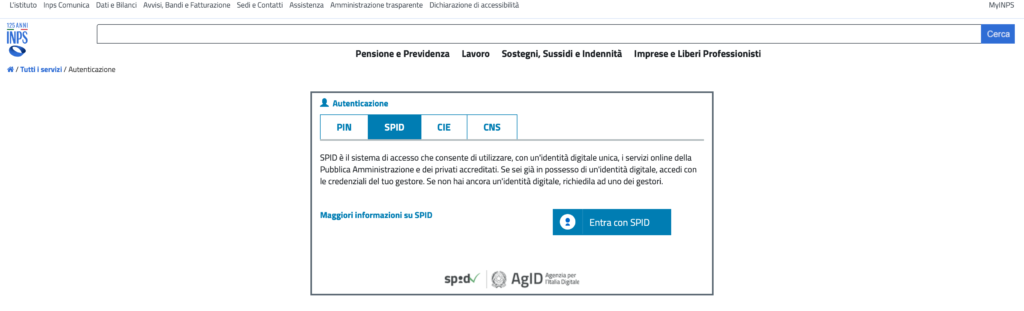 Accesso con SPID a MyINPS
